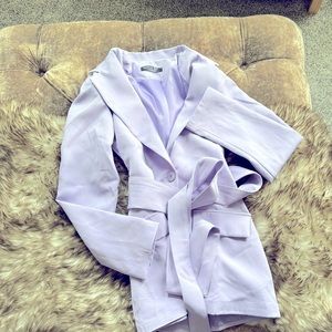 Lavender tie waist blazer